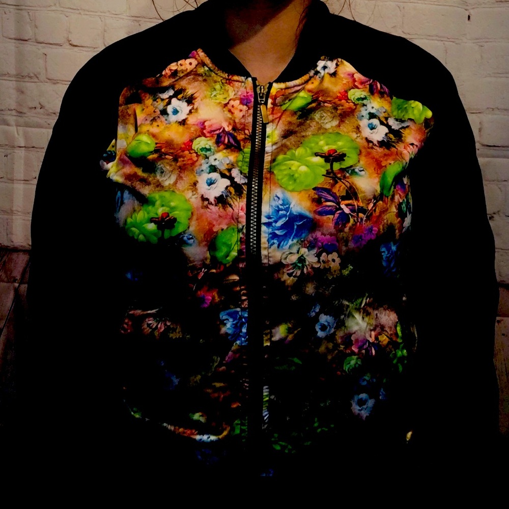 Floral silk bomber jacket